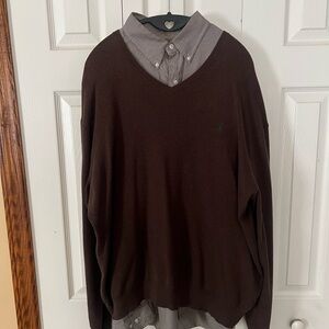Ralph Lauren Men's Dark Brown V-Neck Sweater